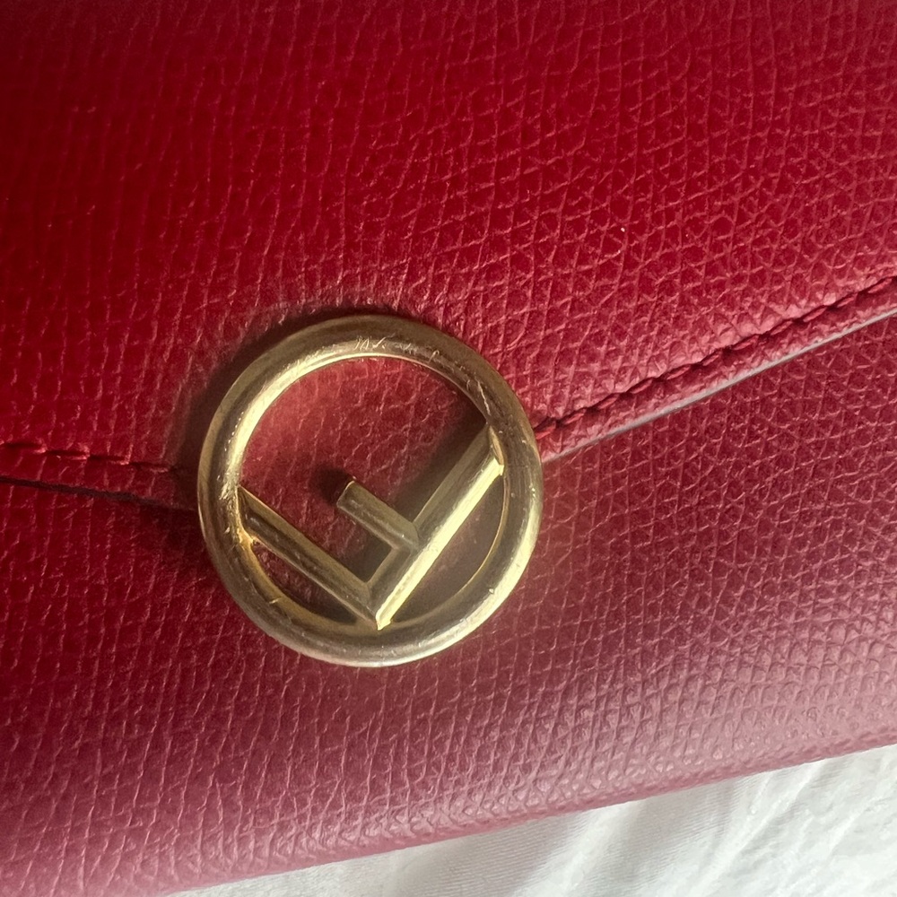 Fendi- Authentic 🍀 EUC Red Leather Long Wallet - Picture 5 of 9